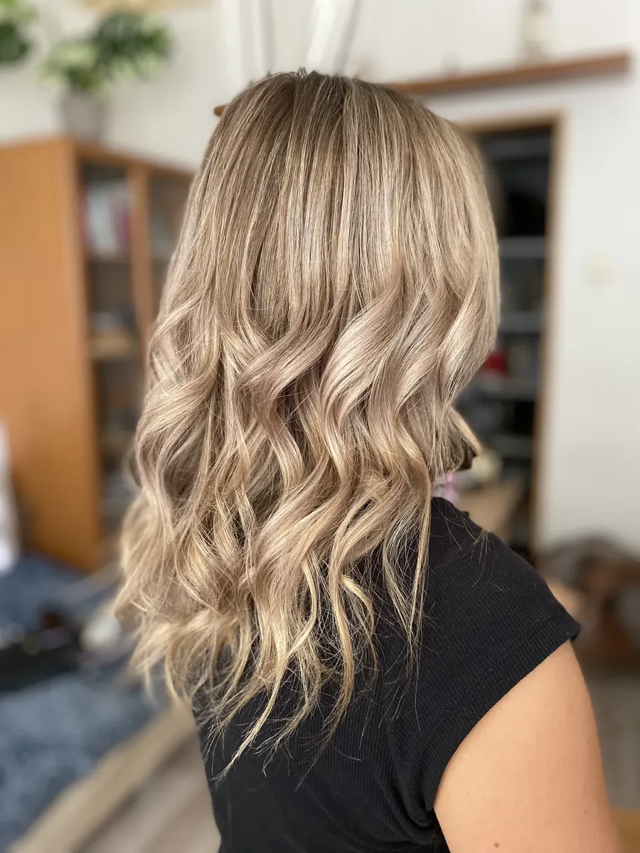 Falowany blond po koloryzacji